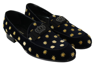 Elegant Velvet Crown Embroidery Loafers - Luxury for You