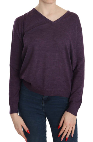 Elegant Purple V-neck Wool Blouse - Luxury for You