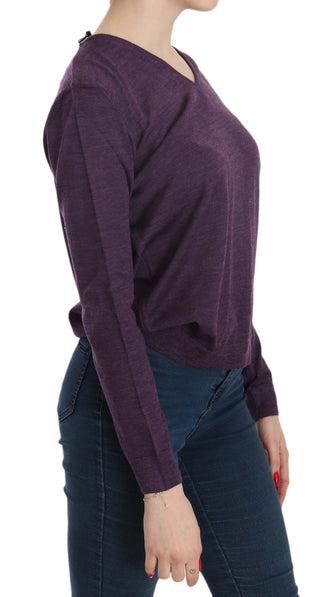 Elegant Purple V-neck Wool Blouse - Luxury for You