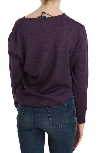 Elegant Purple V-neck Wool Blouse - Luxury for You