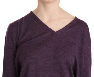 Elegant Purple V-neck Wool Blouse - Luxury for You