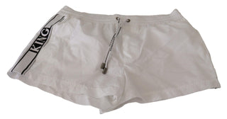 Elegant White King Motive Swim Trunks - Luxury for You