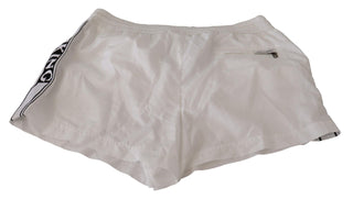 Elegant White King Motive Swim Trunks - Luxury for You