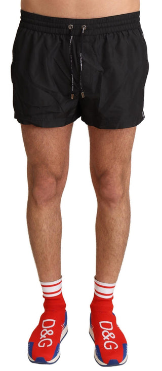 Elegant Black King Motive Swim Trunks - Luxury for You