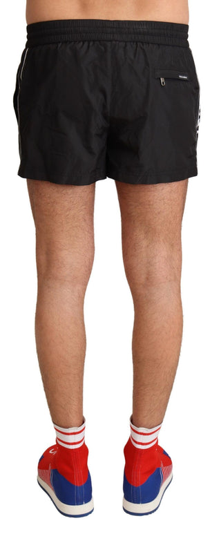 Elegant Black King Motive Swim Trunks - Luxury for You