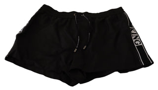 Elegant Black King Motive Swim Trunks - Luxury for You