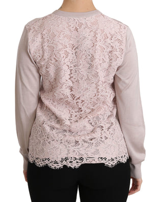 Silk Blend Pink Crew Neck Cardigan - Luxury for You