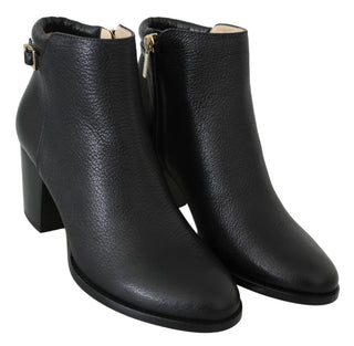 Elegant Black Leather Heeled Boots - Luxury for You