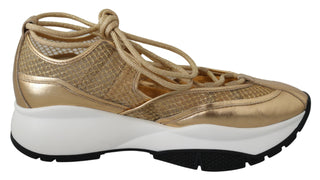 Golden Glamour Mesh Leather Sneakers - Luxury for You