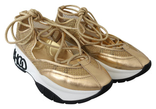 Golden Glamour Mesh Leather Sneakers - Luxury for You