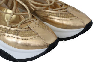 Golden Glamour Mesh Leather Sneakers - Luxury for You