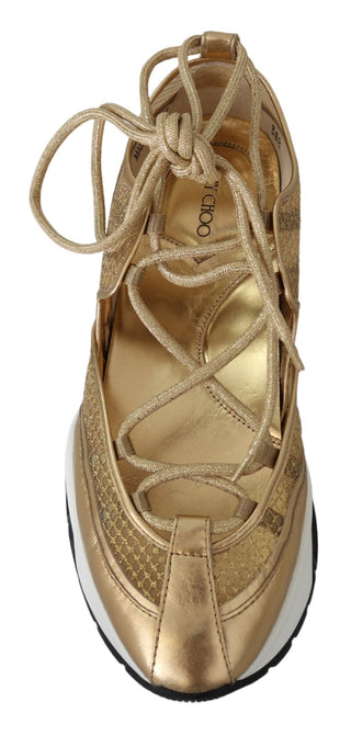 Golden Glamour Mesh Leather Sneakers - Luxury for You