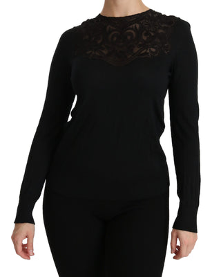 Elegant Silk-blend Black Lace Blouse - Luxury for You