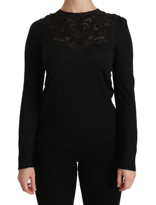 Elegant Silk-blend Black Lace Blouse - Luxury for You