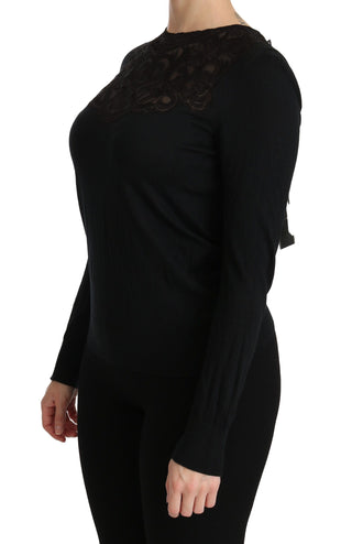 Elegant Silk-blend Black Lace Blouse - Luxury for You