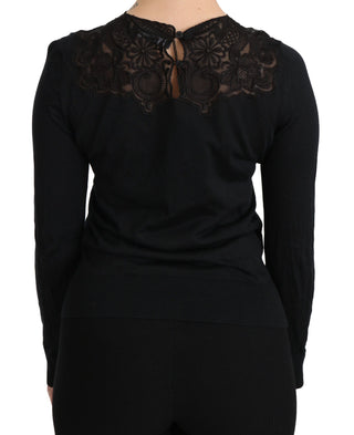 Elegant Silk-blend Black Lace Blouse - Luxury for You