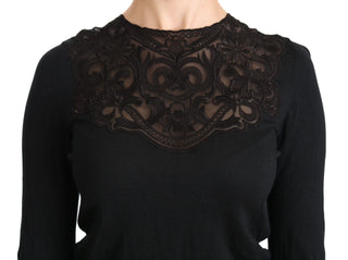 Elegant Silk-blend Black Lace Blouse - Luxury for You