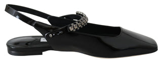 Elegant Black Patent Flats With Crystal Accent - Luxury for You