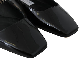 Elegant Black Patent Flats With Crystal Accent - Luxury for You