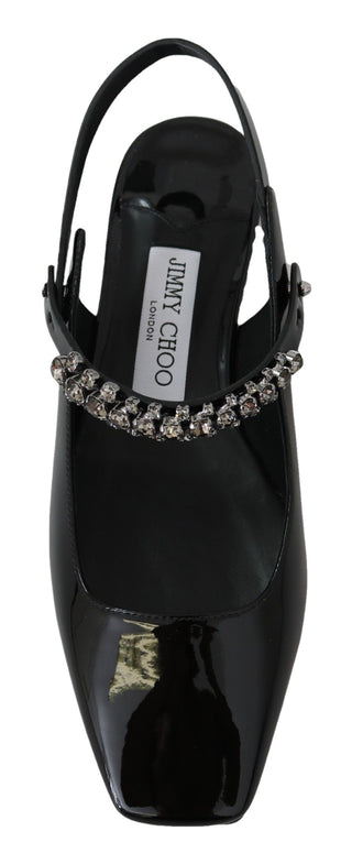 Elegant Black Patent Flats With Crystal Accent - Luxury for You