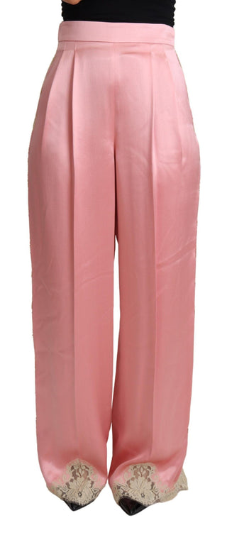 Silk Blend Satin Wide-leg Pants In Pink - Luxury for You