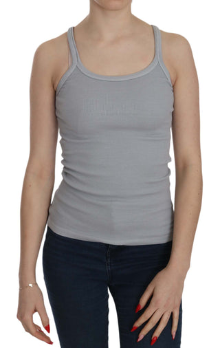 Elegant Sleeveless Light Gray Cotton Blouse - Luxury for You