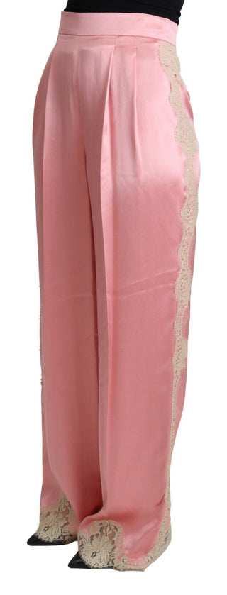 Silk Blend Satin Wide-leg Pants In Pink - Luxury for You