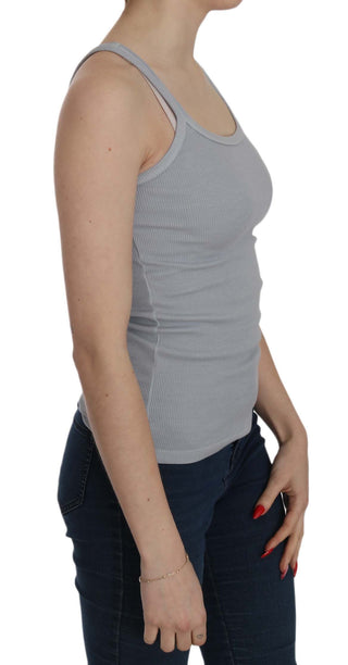 Elegant Sleeveless Light Gray Cotton Blouse - Luxury for You