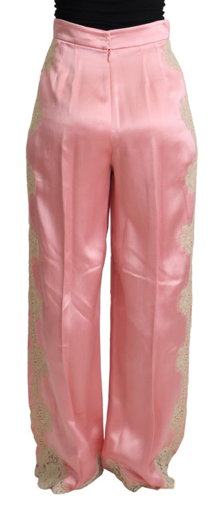 Silk Blend Satin Wide-leg Pants In Pink - Luxury for You