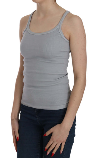 Elegant Sleeveless Light Gray Cotton Blouse - Luxury for You