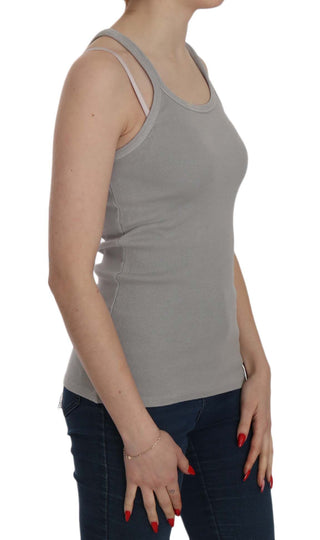 Elegant Sleeveless Grey Cotton Blouse - Luxury for You