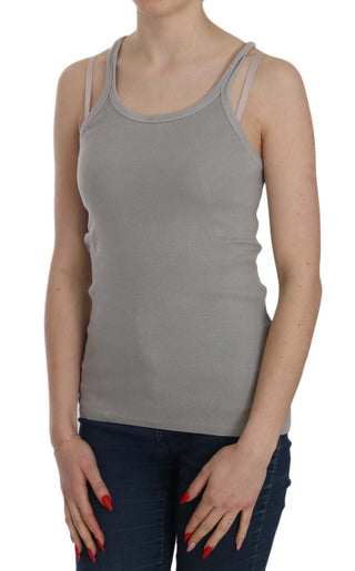 Elegant Sleeveless Grey Cotton Blouse - Luxury for You