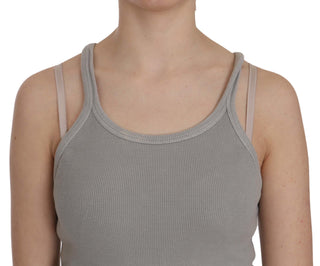 Elegant Sleeveless Grey Cotton Blouse - Luxury for You