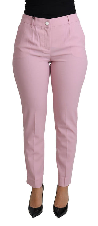 Elegant Pink High-waisted Wool Trousers - Luxury for You