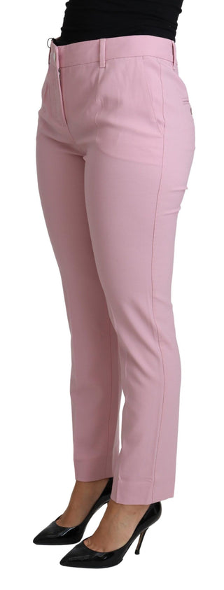 Elegant Pink High-waisted Wool Trousers - Luxury for You