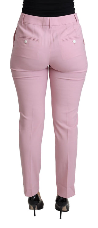 Elegant Pink High-waisted Wool Trousers - Luxury for You