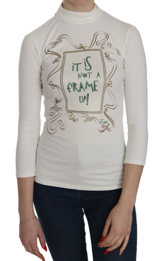 Chic White Printed Turtle Neck Blouse - Luxury for You