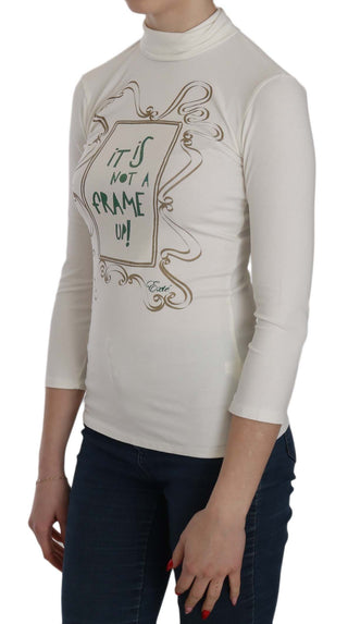 Chic White Printed Turtle Neck Blouse - Luxury for You