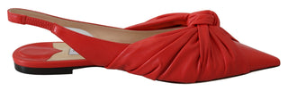 Chic Red Pointed Toe Leather Flats - Luxury for You