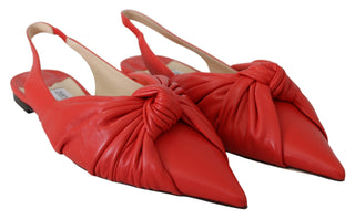 Chic Red Pointed Toe Leather Flats - Luxury for You