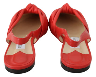 Chic Red Pointed Toe Leather Flats - Luxury for You