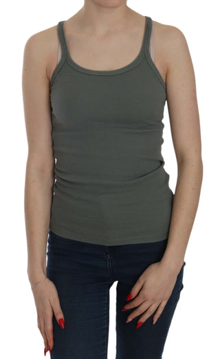 Elegant Round Neck Sleeveless Green Cotton Blouse - Luxury for You