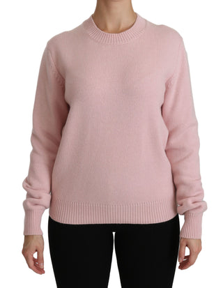 Cashmere-blend Pink Crew Neck Sweater - Luxury for You