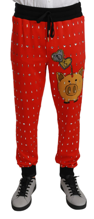 Chic Red Piggy Bank Print Sweatpants - Luxury for You