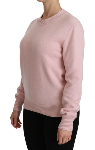 Cashmere-blend Pink Crew Neck Sweater - Luxury for You