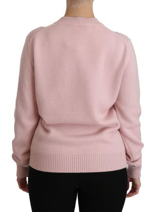 Cashmere-blend Pink Crew Neck Sweater - Luxury for You