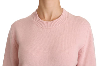 Cashmere-blend Pink Crew Neck Sweater - Luxury for You