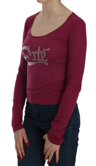 Fuchsia Crystal Embellished U-neck Blouse - Luxury for You