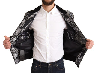 Elegant Black Bomber Jacket With Silver Details - Luxury for You