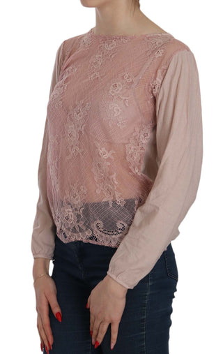 Elegant Pink Lace Boat Neck Blouse - Luxury for You